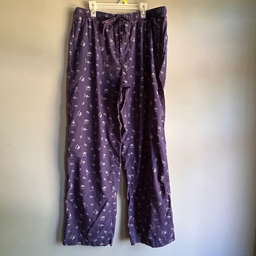 Gap Mens Purple Insect Print Pajama Pants Cotton Sleepwear Size L 35-36